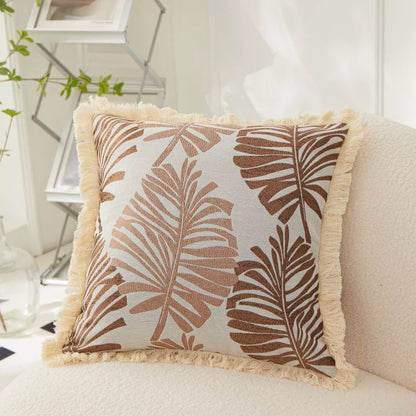 Farmhouse Fringe Throw Pillow Covers with Tassels, Set of 2