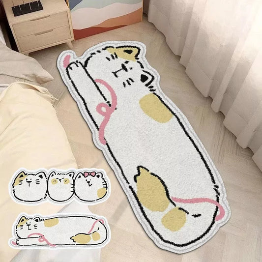 Cartoon Cat Plush Bedside Rug