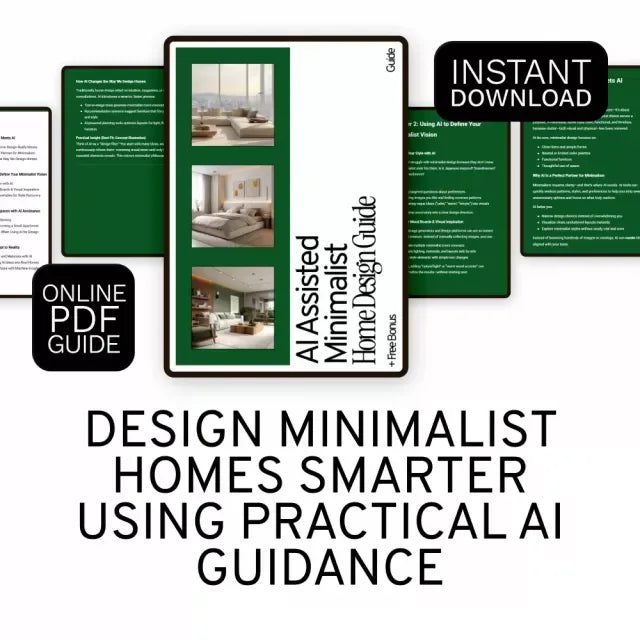 AI Assisted Minimalist Home Design Guide – Digital Download, Minimalist Home Design eBook, AI Interior Design Guide, Modern Minimalist Living, Home Styling Checklist - DSARD