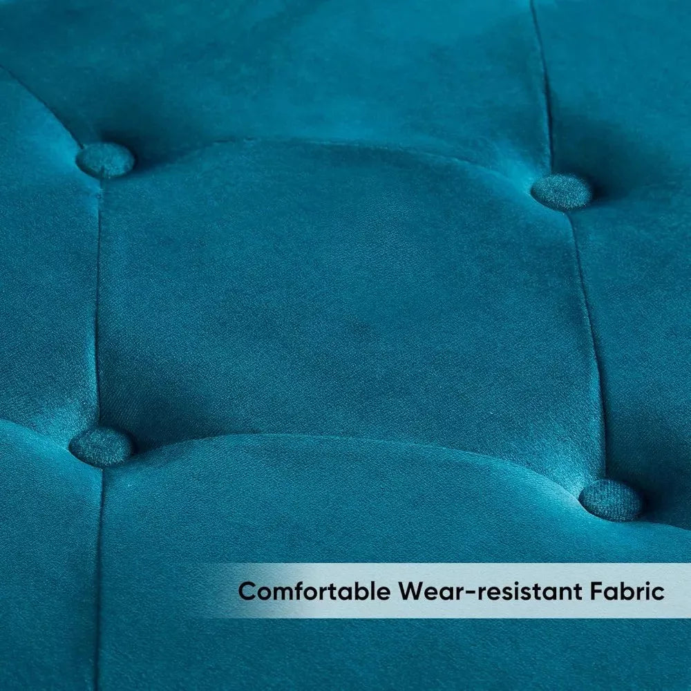 Velvet Storage Ottoman Bench with Armrests, 67″ Upholstered End of Bed Bench - DSARD
