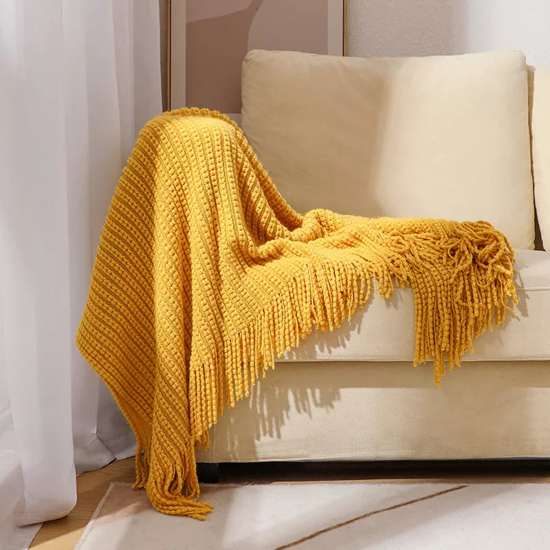 Nordic Knitted Throw Blanket for Sofa, Bed & Travel Comfort