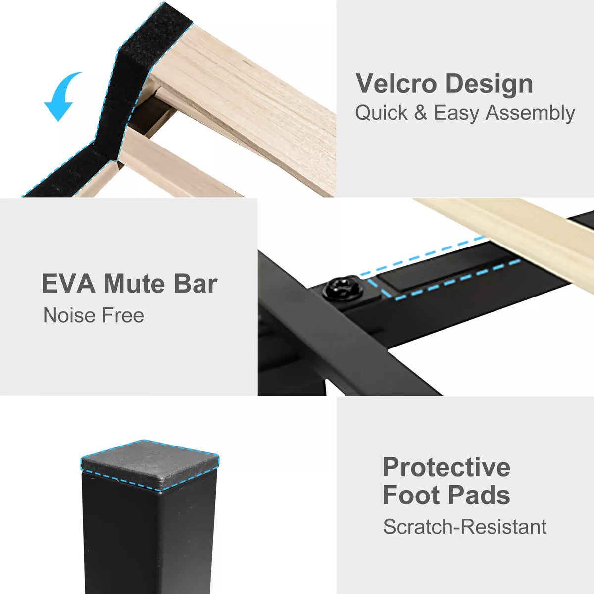 Queen LED Bed Frame with Star Projector, Charging Station & Storage Headboard - DSARD