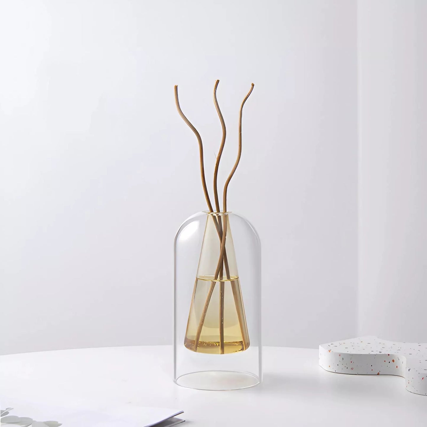Elegant Double Glass Hydroponic Vase – Minimalist Tabletop Décor