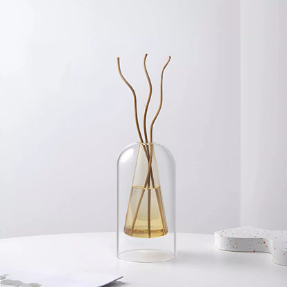 Elegant Double Glass Hydroponic Vase – Minimalist Tabletop Décor