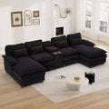 U-Shaped Cloud Sectional Sofa, 124″ Chenille Modular Couch with Storage & USB - DSARD