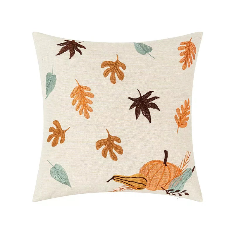Autumn Leaves Embroidered Pillow Covers – Cozy Seasonal Decor - DSARD
