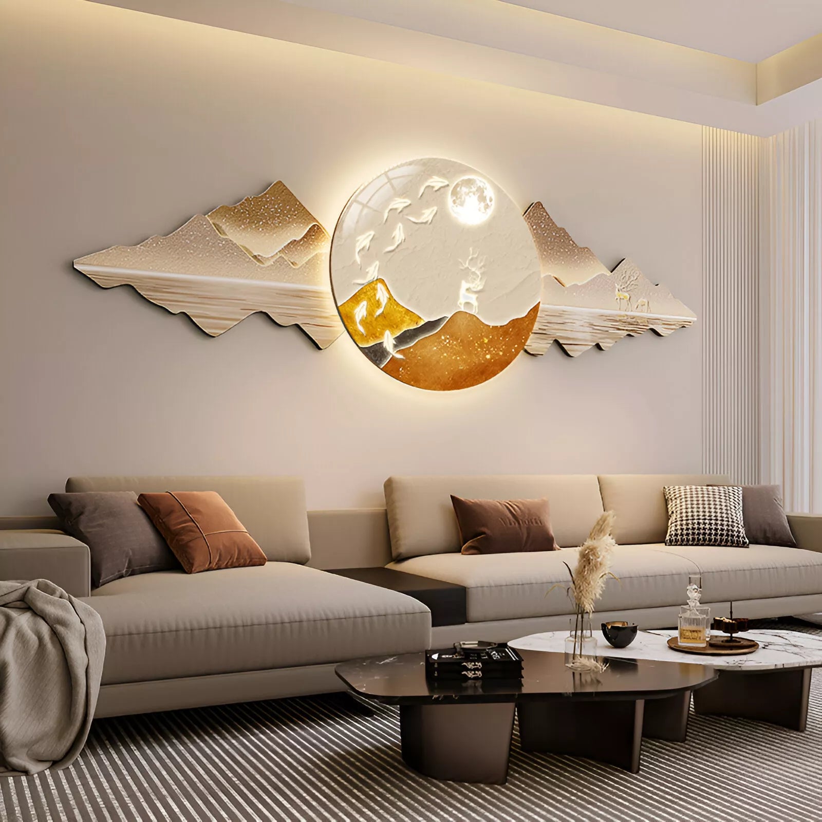Nordic LED Wall Art – Modern Landscape Lighted Hanging Décor