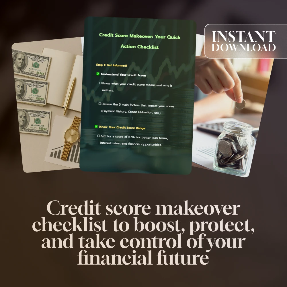 Credit Score Makeover: Your Quick Action Checklist | Fix Your Credit Score Fast | Instant Download PDF