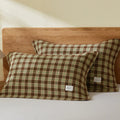 Soft Gauze Cotton Plaid Pillow Towels with Elastic Band, 2-Pack