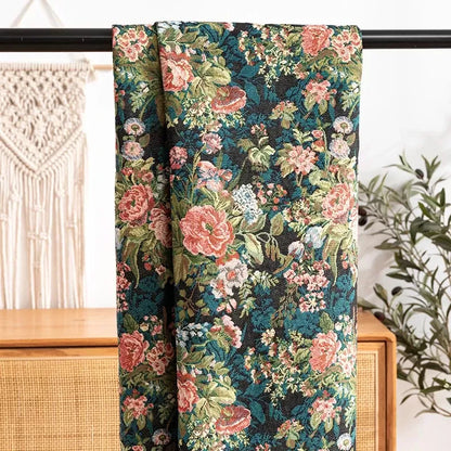Floral Jacquard Fabric Canvas – 59″x39″ DIY Upholstery & Sewing Cloth