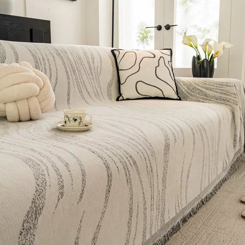 All-Inclusive Chenille Sofa Cover with Tassels – Anti-Scratch, Non-Slip & Cozy - DSARD