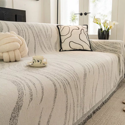 All-Inclusive Chenille Sofa Cover with Tassels – Anti-Scratch, Non-Slip & Cozy