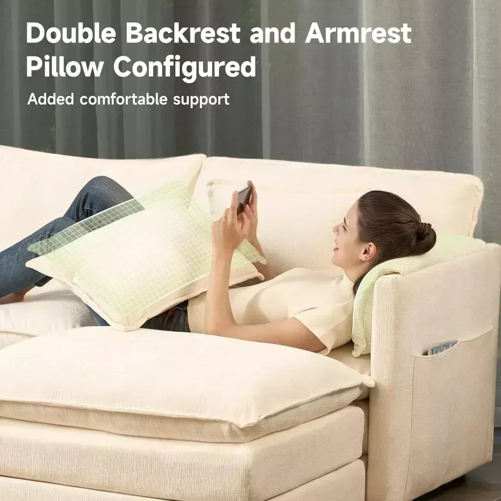 112″ L-Shaped Convertible Sectional Sofa with Storage & Removable Cushions - DSARD - DSARD