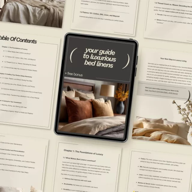 Your Guide to Luxurious Bed Linens | Luxury Bedding Guide PDF | Bed Linen Care, Styling & Thread Count Guide | Sleep Sanctuary Digital Download