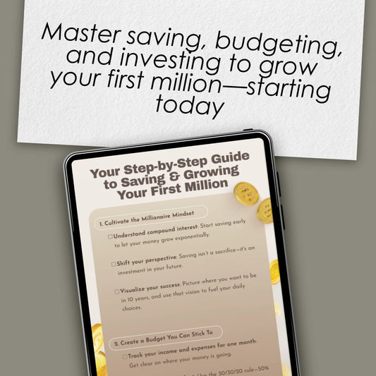 Your Step-by-Step Guide to Saving & Growing Your First Million | Printable Checklist | How to Save a Million Dollars eBook PDF