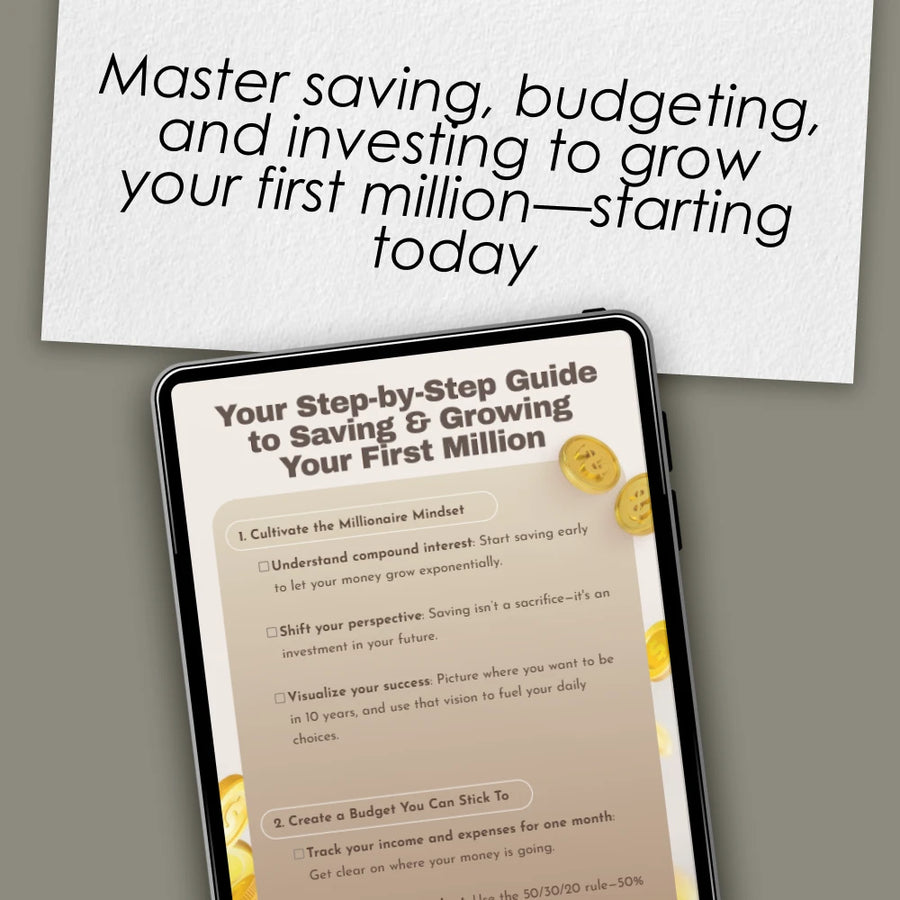 Your Step-by-Step Guide to Saving & Growing Your First Million | Printable Checklist | How to Save a Million Dollars eBook PDF