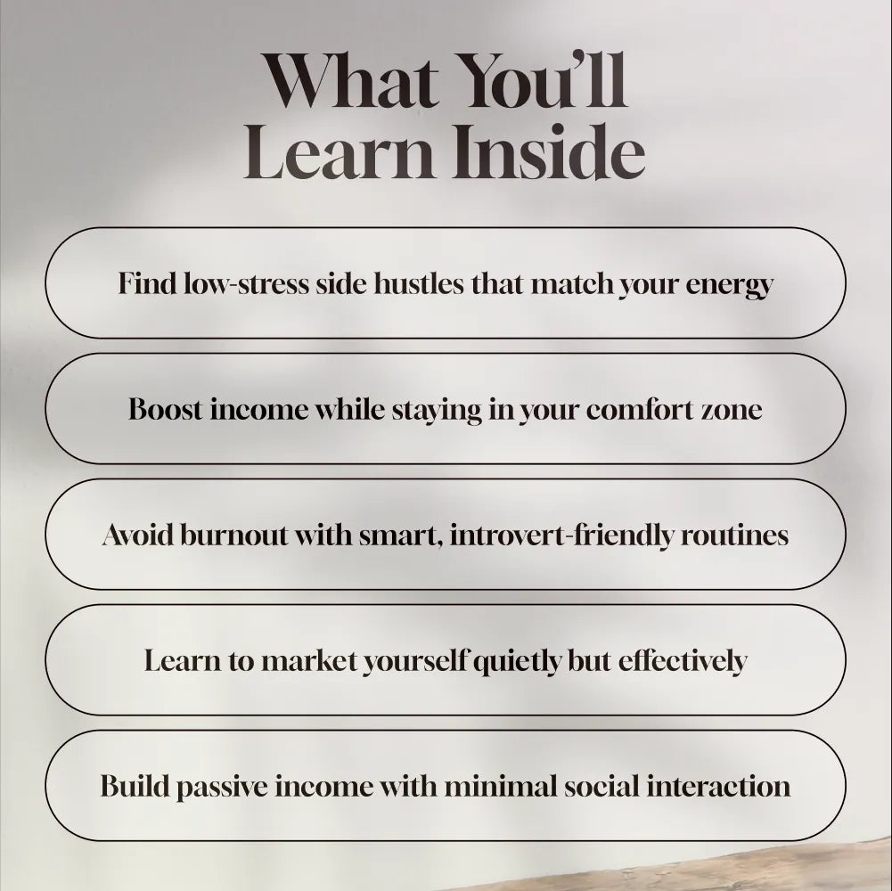 Quiet Cash: The Introvert’s Guide to Profitable Side Hustles from Home | Side Hustles for Introverts at Home eBook | Digital Download from DSARD