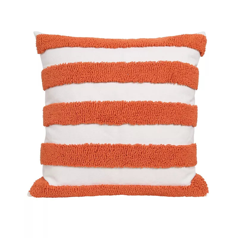 Geometric Tufted Pumpkin Throw Pillow Cover 18x18in – Autumn Harvest Accent Cushion