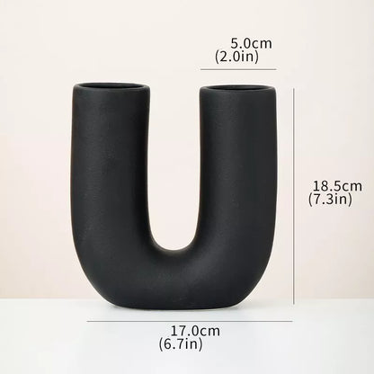 U Shape Ceramic Vase for Pampas Grass, Fresh Flowers & Home Decor