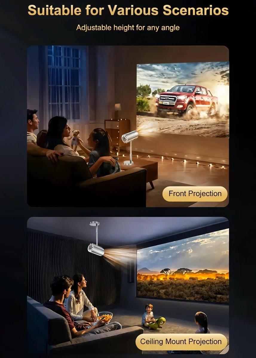 Smart HD Mini Projector with WiFi, Bluetooth & Built-In Speaker