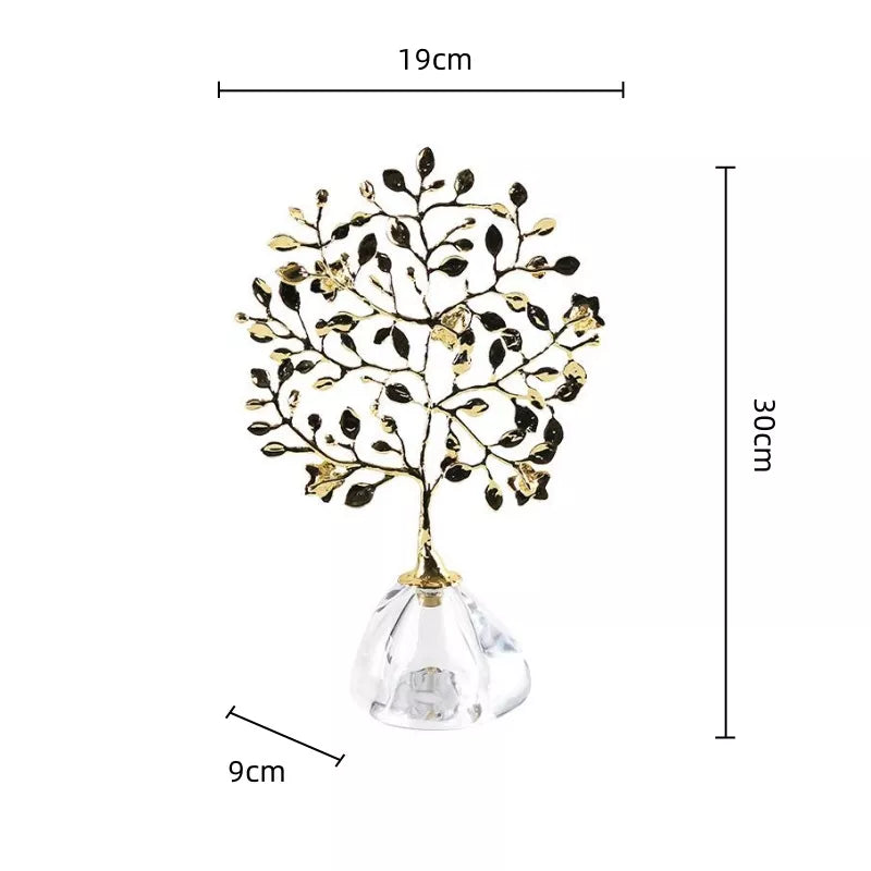 Golden Crystal Money Tree Metal Ornament – Elegant Home Decor