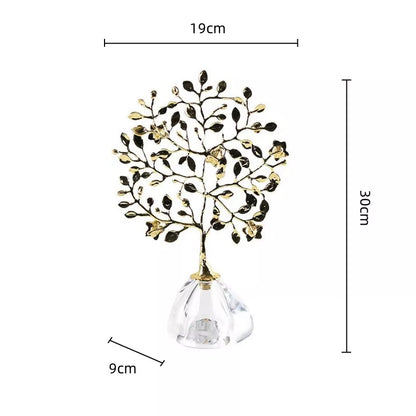 Golden Crystal Money Tree Metal Ornament – Elegant Home Decor