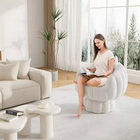 Modern 360° Swivel Barrel Accent Chair with Fluffy Velvet Upholstery - DSARD