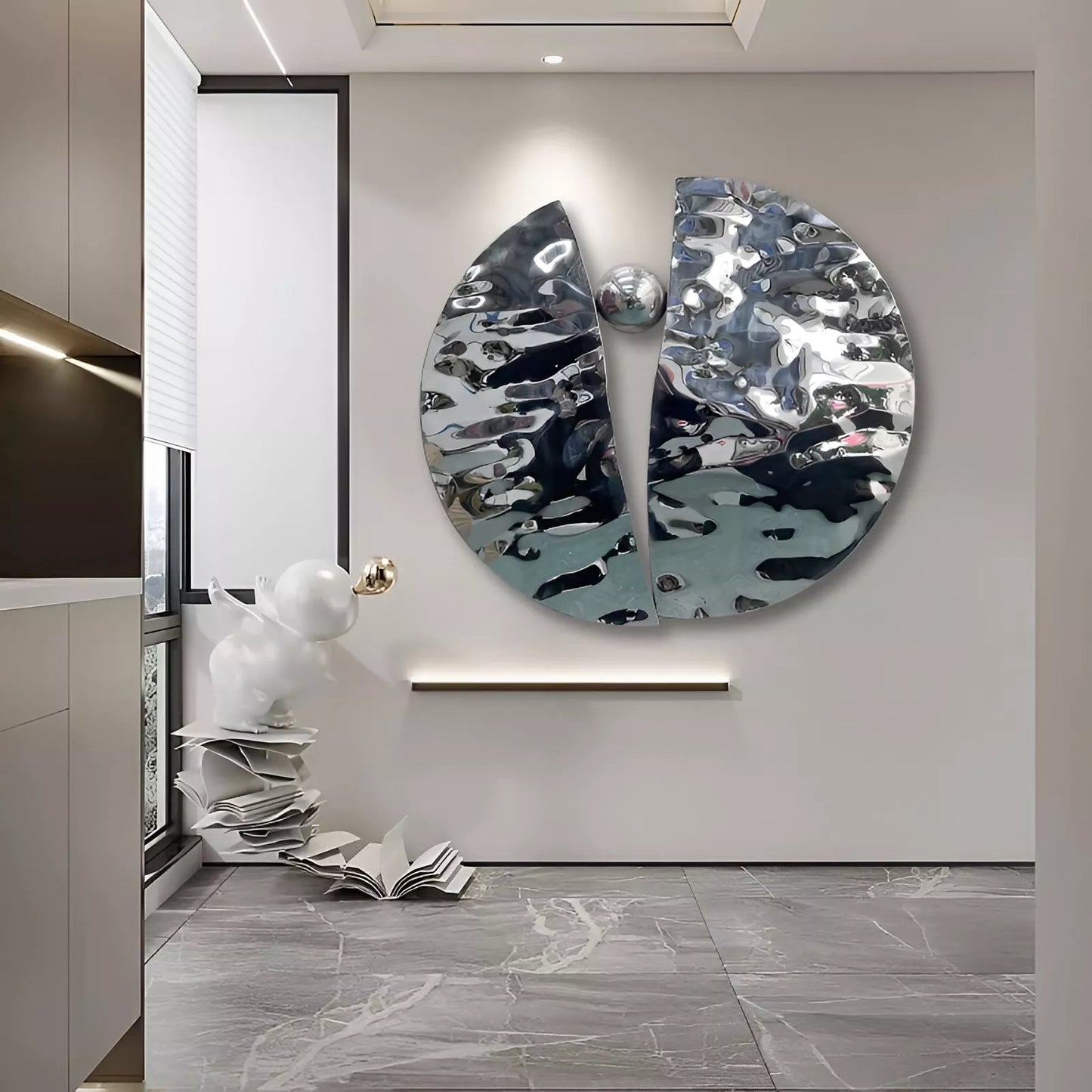 Modern Stainless Steel Wall Hanging – Water Ripple Decoration for Living Spaces