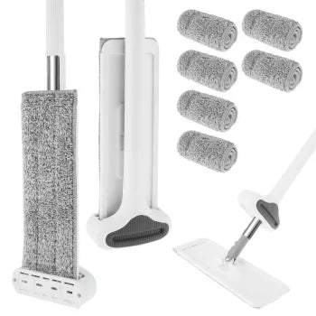 360° Rotating Flat Floor Mop with Self-Wringing Microfiber Pads