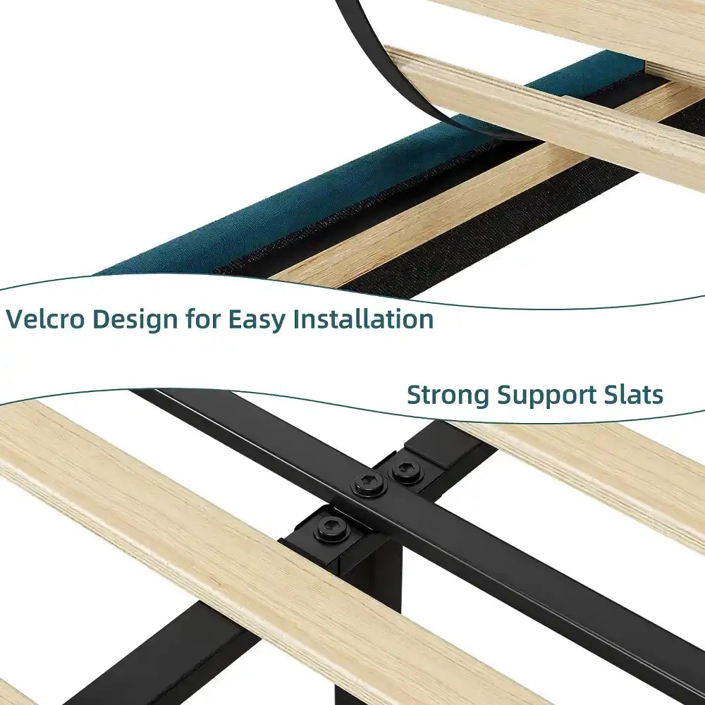 King Size Upholstered Platform Bed Frame with Adjustable Headboard - DSARD