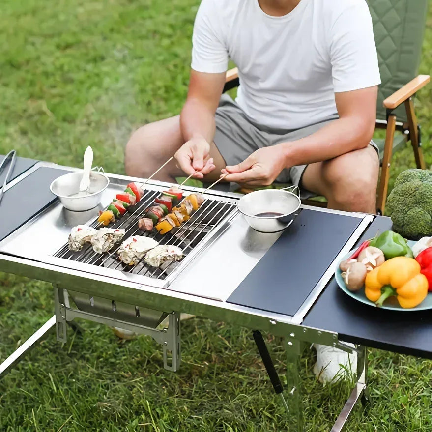 DSARD Folding Gas Stove with BBQ Rack – Compact & Portable for Outdoor Adventures - DSARD