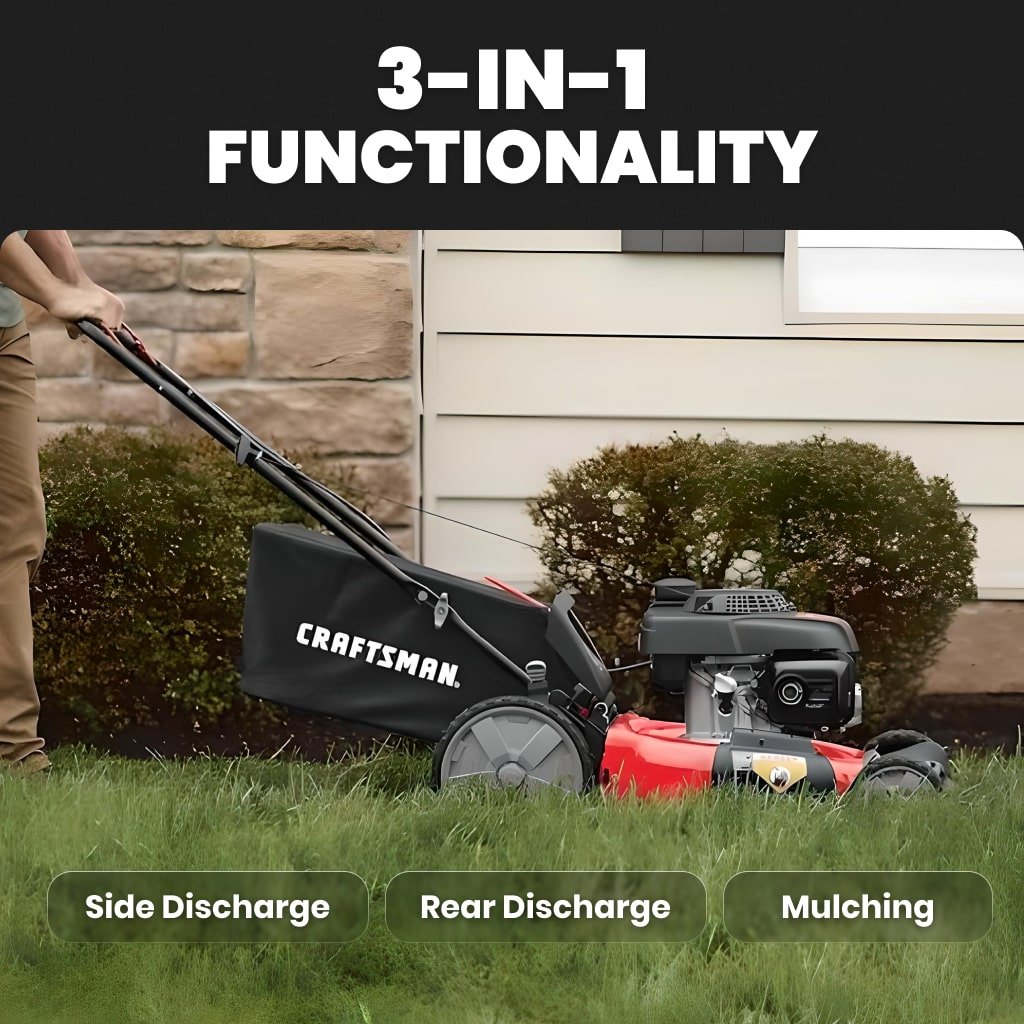 DSARD Gas Powered Lawn Mower, 21-Inch 3-in-1 Mulching Push Mower with Bag, 140cc