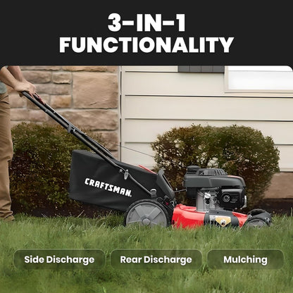 DSARD Gas Powered Lawn Mower, 21-Inch 3-in-1 Mulching Push Mower with Bag, 140cc