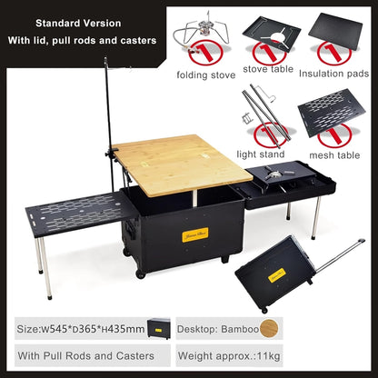 DSARD Versatile Mobile Kitchen Cart with Folding Table – Ideal for Outdoor Picnics, Camping & BBQs
