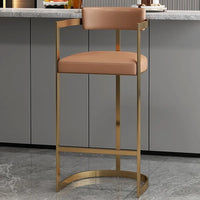 Minimalist Modern Bar Chair with Handrails – High Back, Synthetic Leather - DSARD