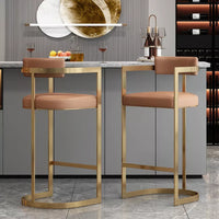 Minimalist Modern Bar Chair with Handrails – High Back, Synthetic Leather - DSARD