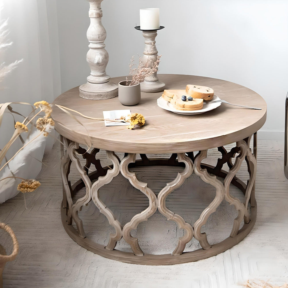 Minimalist Modern Round Wooden Coffee Table for Living Room - DSARD