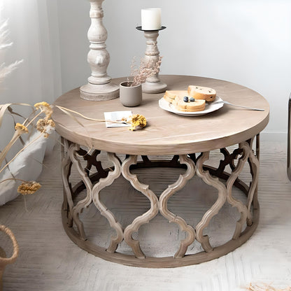 Minimalist Modern Round Wooden Coffee Table for Living Room - DSARD