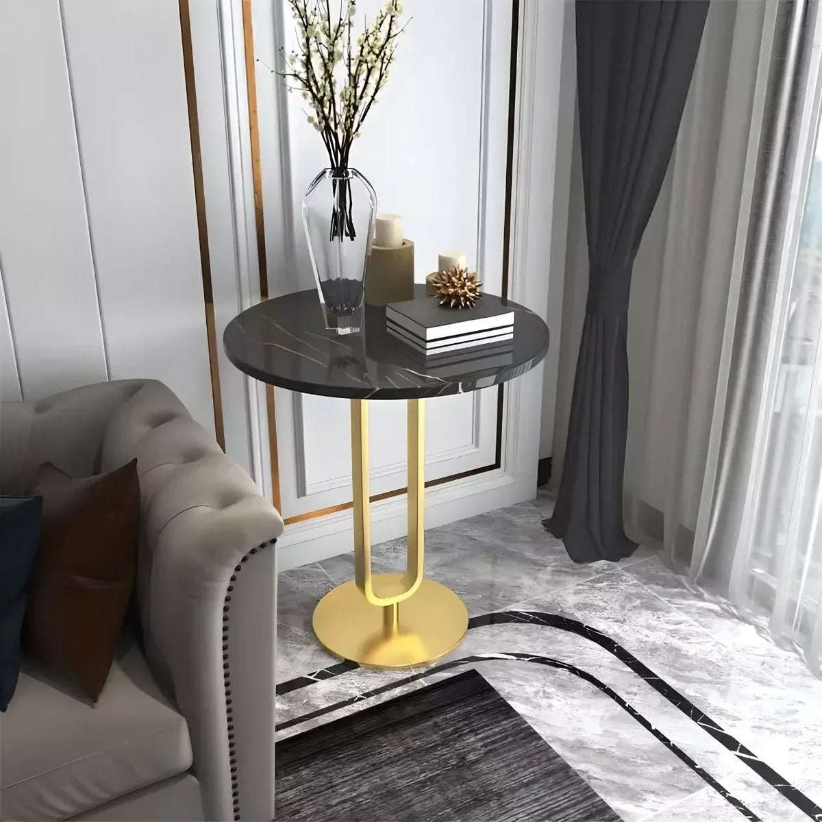 Chic Nordic-Inspired Slate Round Side Table for Modern Homes - DSARD - DSARD