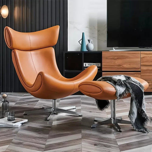 Luxury Modern Leather Leisure Chair & Ottoman Set for Living Room & Office - DSARD