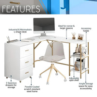 Contemporary L-Shape Home Office Desk - DSARD - DSARD