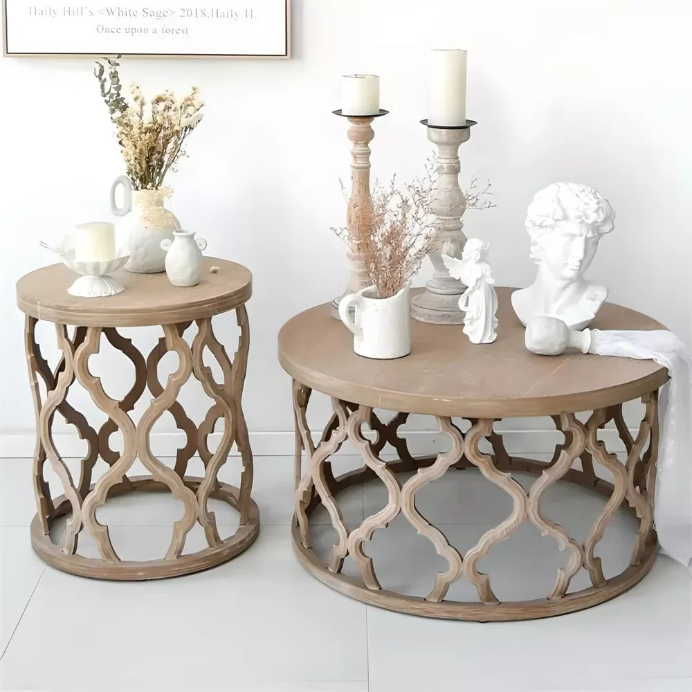 Minimalist Modern Round Wooden Coffee Table for Living Room - DSARD