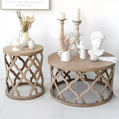 Minimalist Modern Round Wooden Coffee Table for Living Room - DSARD