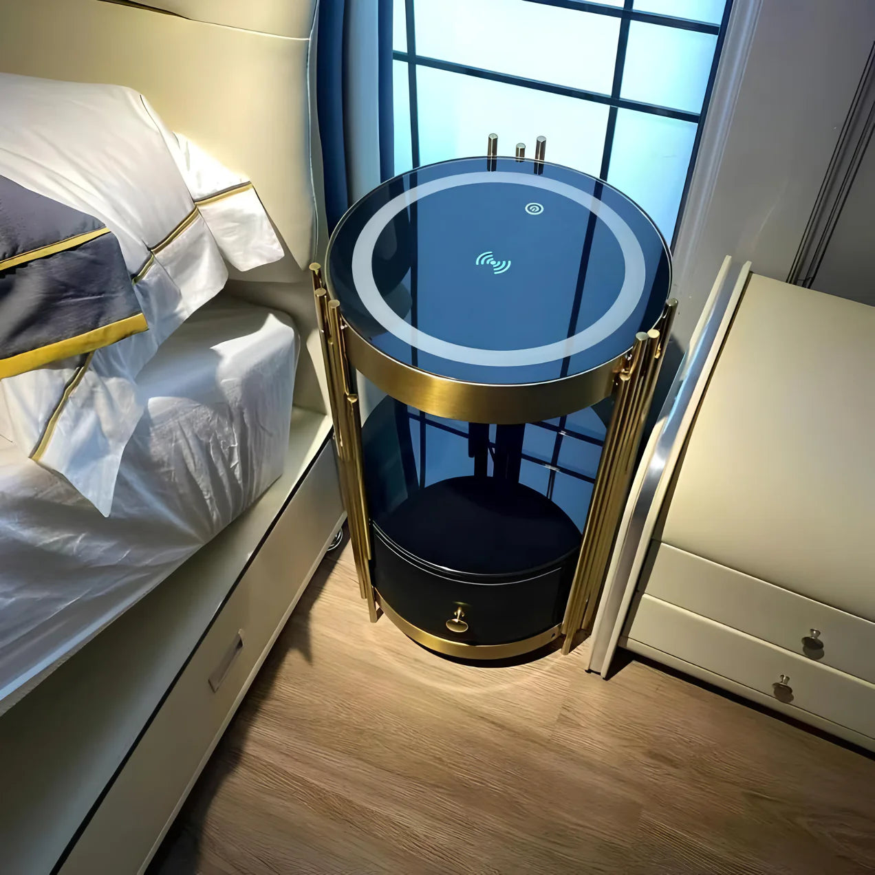 Nordic Bedroom Round Smart Nightstands - DSARD