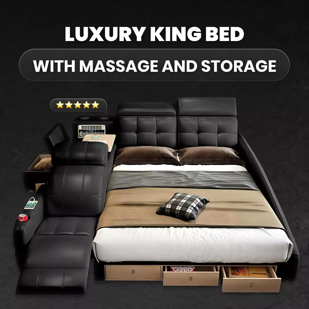 King Bed with Massage and Storage – Luxury Smart Bedroom