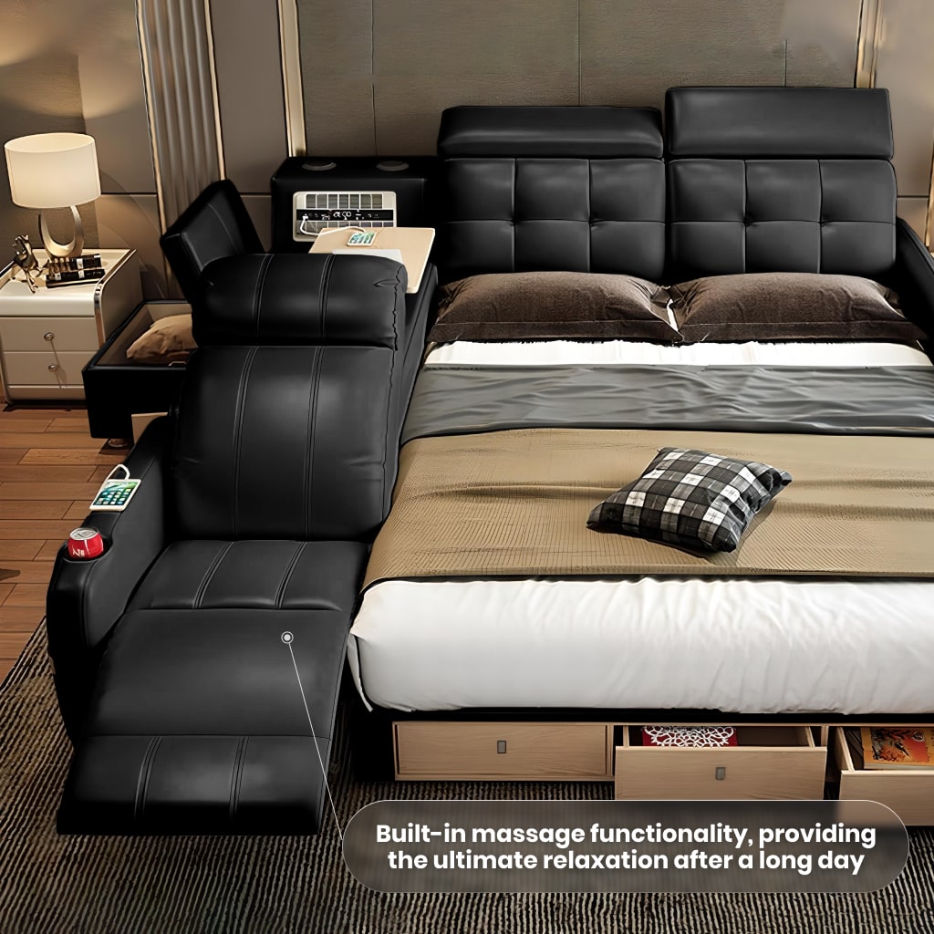 King Bed with Massage and Storage – Luxury Smart Bedroom