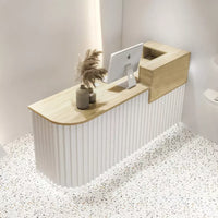 Modern Pine Wood Reception Desk – Elegant Office & Commercial Furniture - DSARD