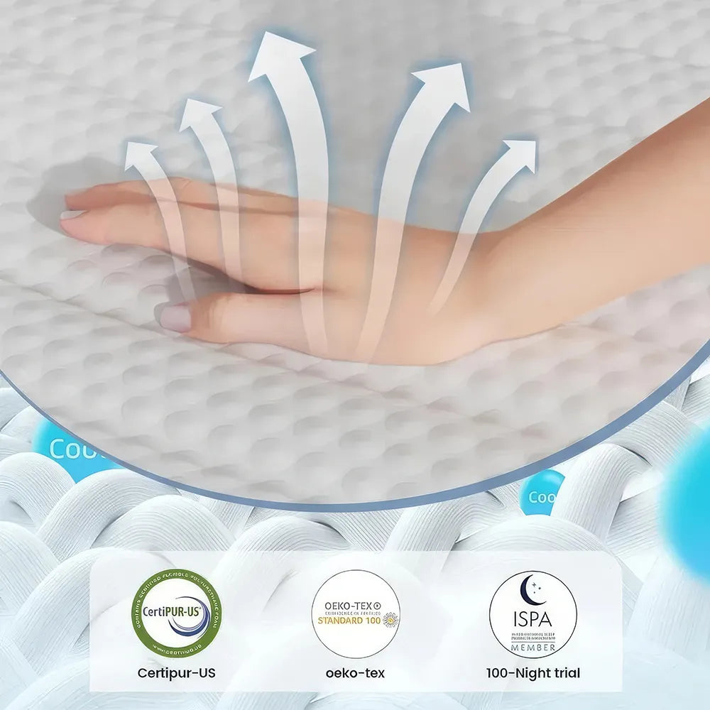 Queen Size 12-Inch Memory Foam Hybrid Mattress with Pocket Springs - DSARD