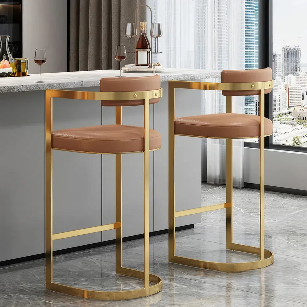 Minimalist Modern Bar Chair with Handrails – High Back, Synthetic Leather - DSARD