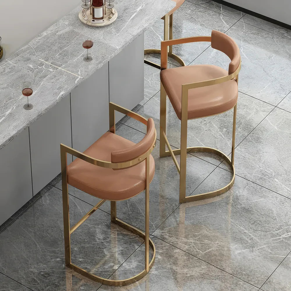 Minimalist Modern Bar Chair with Handrails – High Back, Synthetic Leather - DSARD
